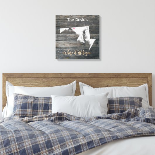 Maryland Rustic Stretched Canvas Print (Insitu (Slaapkamer))