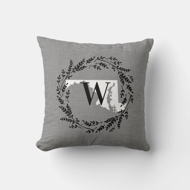 Maryland rustieke krans monogram Sierkussen (Voorkant)