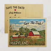 Maryland Save the Date Boerderij Barn Rustic Aankondigingskaart (Voorkant / Achterkant)