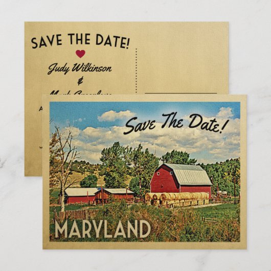 Maryland Save the Date Boerderij Barn Rustic Aankondigingskaart (Voorkant / Achterkant)
