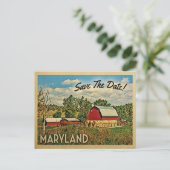 Maryland Save the Date Boerderij Barn Rustic Aankondigingskaart (Staand voorkant)