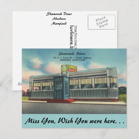 Maryland, Shamrock Diner Briefkaart (Voorkant / Achterkant)