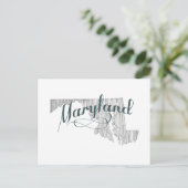 Maryland Shaped Gray Typografie Name Briefkaart (Staand voorkant)
