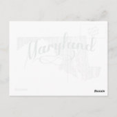 Maryland Shaped Gray Typografie Name Briefkaart (Achterkant)