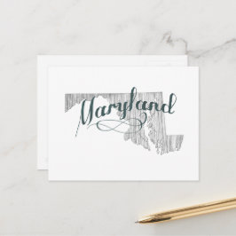 Maryland Shaped Gray Typografie Name Briefkaart