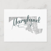 Maryland Shaped Gray Typografie Name Briefkaart (Voorkant)