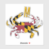 Maryland Staat Vlag Blauwe krab Monogram Sticker (Vel)