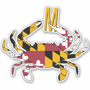 Maryland Staat Vlag Blauwe krab Monogram Sticker