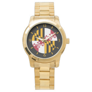 Maryland Staat Vlag Blauwe Wijzerplaat Cijfers Ont Horloge