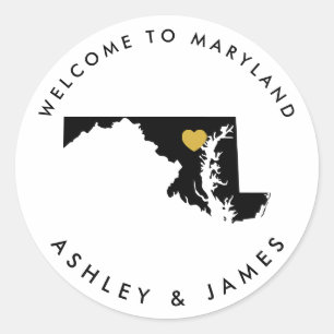 Maryland State Bruiloft Welkom Sticker Label