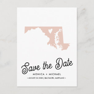 MARYLAND State Destination Wedding any COLOR! Aankondigingskaart