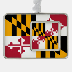 Maryland State Flag Colors Style Verzilverd Omlijst Ornament