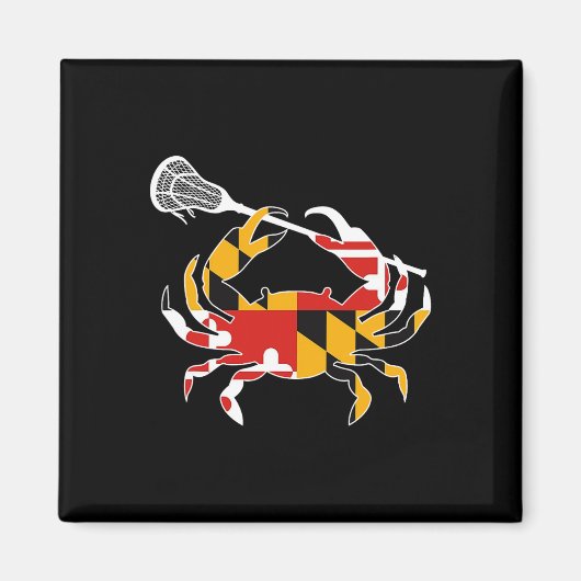 Maryland State Flag Crab Lacrosse Complete Stick B Magneet (Voorkant)