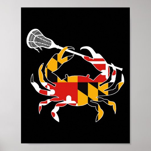 Maryland State Flag Crab Lacrosse Complete Stick B Poster (Voorkant)