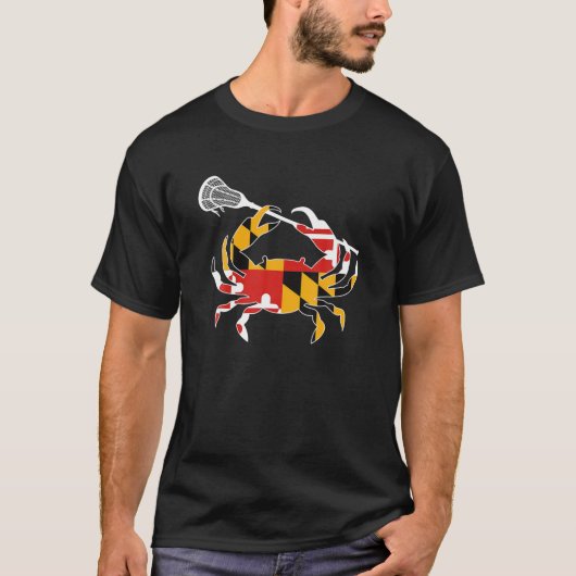 Maryland State Flag Crab Lacrosse Complete Stick B T-shirt (Voorkant)