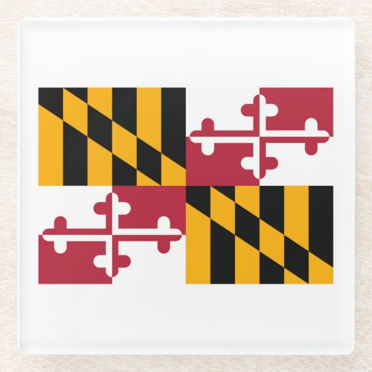 Maryland State Flag Design Decor Glazen Onderzetter (Voorkant)