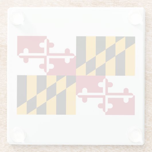Maryland State Flag Design Decor Glazen Onderzetter (Achterkant)