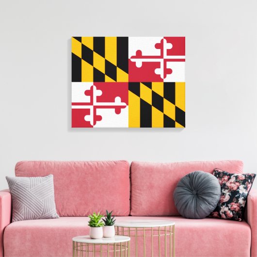 Maryland State Flag Design Decoration Canvas Afdruk (Insitu (Woonkamer))