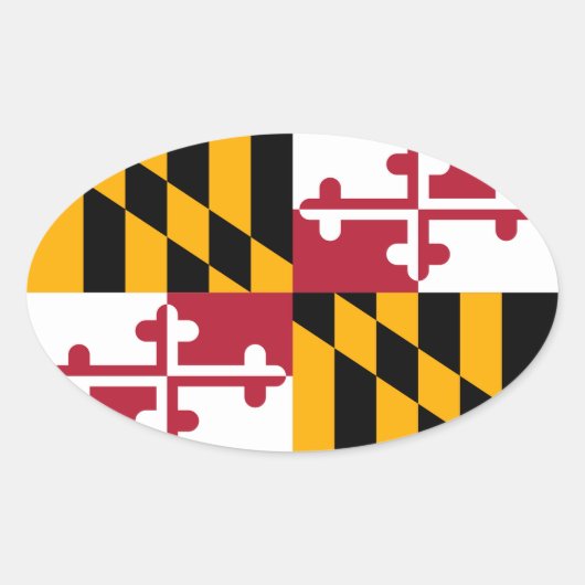 Maryland State Flag Design Decoration Ovale Sticker (Voorkant)