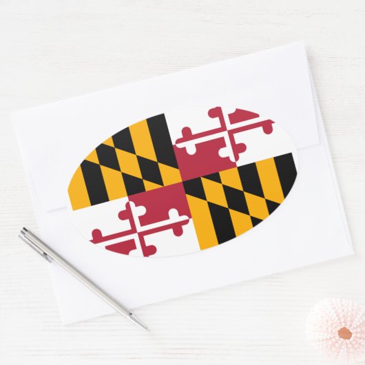 Maryland State Flag Design Ovale Sticker (Envelop)