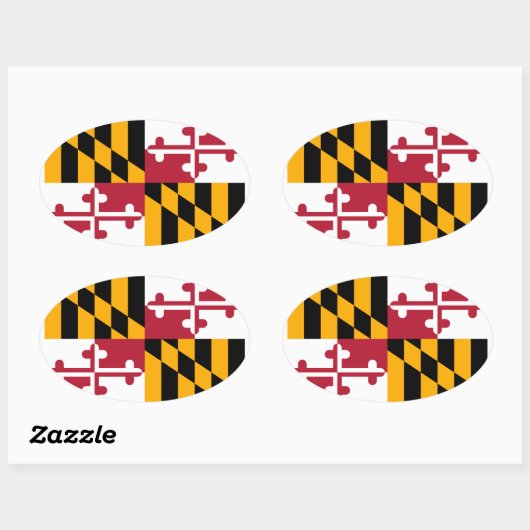 Maryland State Flag Design Ovale Sticker (Vel)