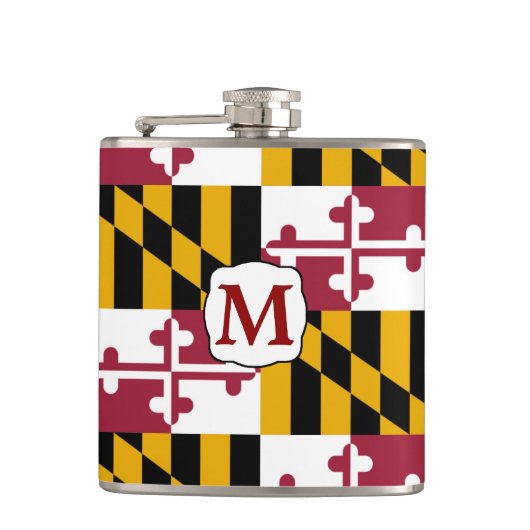 Maryland State Flag Monogram Heupfles (Voorkant)