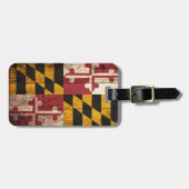 Maryland State Flag op Old Wood Grain Bagagelabel (Voorkant horizontaal)