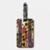 Maryland State Flag op Old Wood Grain Bagagelabel (Achterkant verticaal)