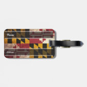 Maryland State Flag op Old Wood Grain Bagagelabel (Achterkant horizontaal)