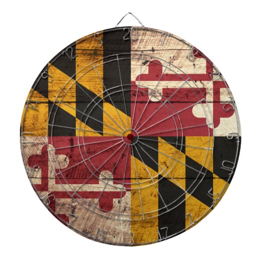 Maryland State Flag op Old Wood Grain Dartbord (Voorkant)