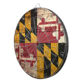 Maryland State Flag op Old Wood Grain Dartbord (Voorkant Rechts)