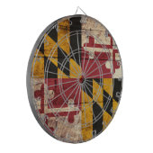 Maryland State Flag op Old Wood Grain Dartbord (Voorkant Links)