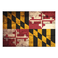 Maryland State Flag op Old Wood Grain