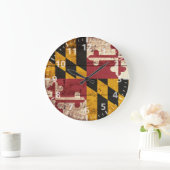 Maryland State Flag op Old Wood Grain Grote Klok (Huis)