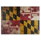 Maryland State Flag op Old Wood Grain Snijplank (Voorkant)