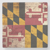 Maryland State Flag op Old Wood Grain Stenen Onderzetter (Voorkant)