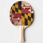 Maryland State Flag op Old Wood Grain Tafeltennisbatje (Voorkant)