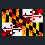 Maryland State Flag Pop Art Poster<br><div class="desc">Kunstmatige weergave van de Maryland staatsvlag met grijze textuureffecten.</div>