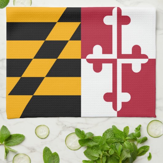 Maryland State Flag Style Decor Theedoek (Gevouwen)