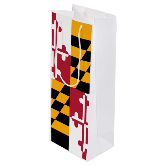 Maryland State Flag Style Decor Wijn Cadeautas (Voorkant Gekanteld)