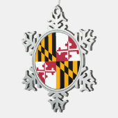 Maryland State Flag Stylish Display Tin Sneeuwvlok Ornament (Rechts)