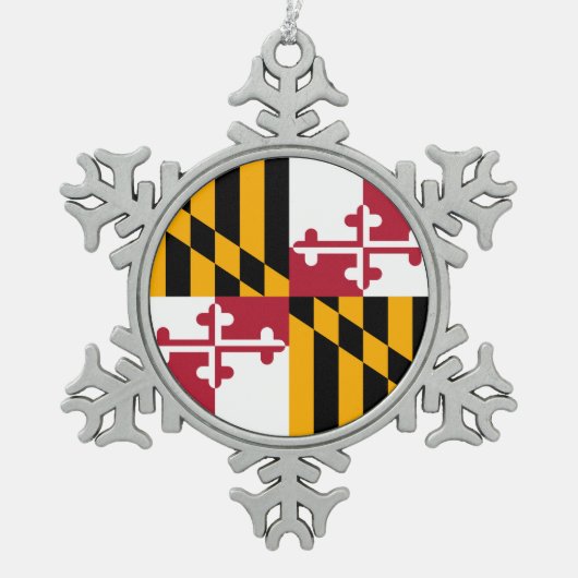 Maryland State Flag Stylish Display Tin Sneeuwvlok Ornament (Voorkant)
