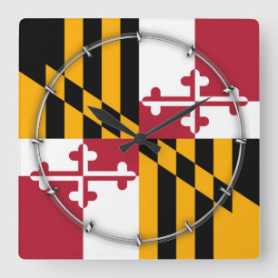 Maryland State Flag Stylish Display Vierkante Klok