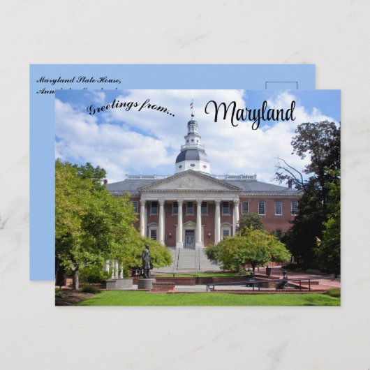 Maryland State House in Annapolis Maryland Postcar Briefkaart (Voorkant / Achterkant)