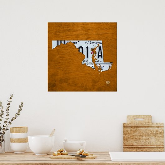 Maryland State License Bord Map Poster (Keuken)