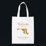Maryland State Map Wedding Welcome Bag Tas, Gold Boodschappentas<br><div class="desc">Het weekend van de bruiloft heet cadeautas voor gasten uit de stad voor je bruiloft,  met afbeelding van Maryland,  met hart dat je op de precieze locatie kunt plaatsen. Vul tas met je favoriete godies.</div>