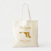Maryland State Map Wedding Welcome Bag Tas, Gold Tote Bag (Voorkant)