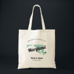 Maryland State Map Wedding Welcome Bag Tas, zwart Tote Bag<br><div class="desc">Het weekend van de bruiloft heet cadeautas voor gasten uit de stad voor je bruiloft, met afbeelding van Maryland. U kunt de kleuren voor om het even welk deel van dit ontwerp uitgeven, evenals het hart naar de plaats van uw bruiloft verplaatsen. Om kleuren te veranderen, personaliseert de klik en...</div>