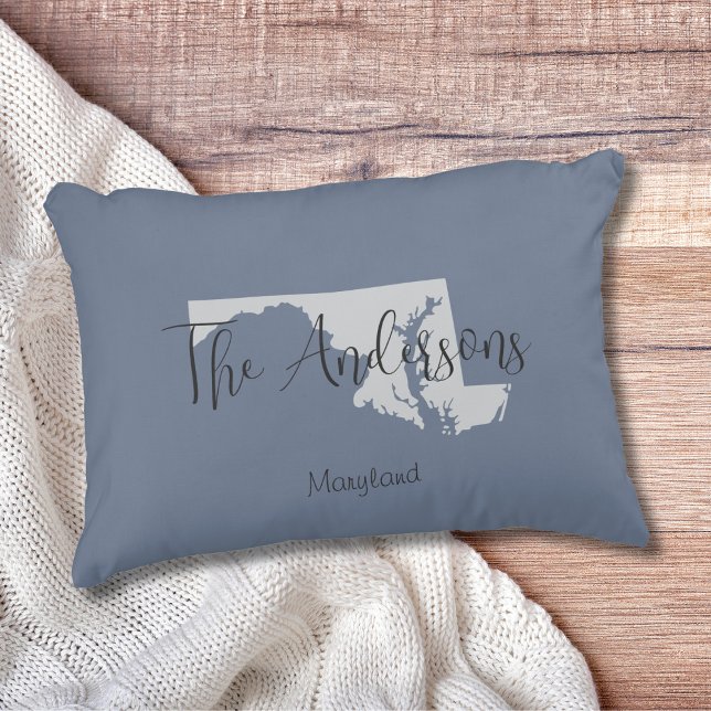 Maryland State Outline Minimal Sierkussen Accent Kussen (Show pride for your state and personalize it!  "love makes this house a home in <your state>")