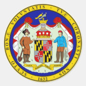 Maryland State Seal Ronde Sticker (Voorkant)